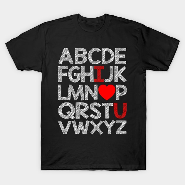 Alphabet ABC I Love You Valentines Day Heart Girls Boys T-Shirt by jadolomadolo